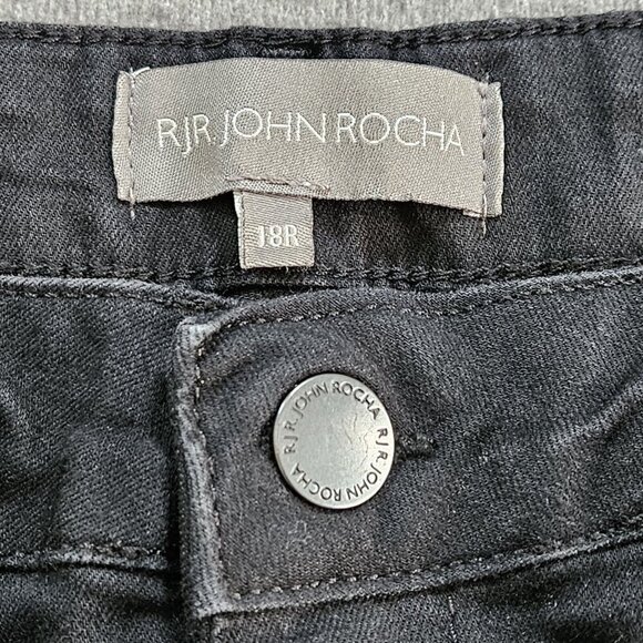 RJR John Rocha Jeans Womens 18 R Black High Rise Embroidery Flowers Sequins Boho - Picture 9 of 16